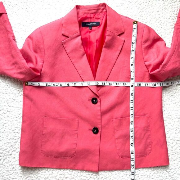 Evan Picone Ramie Blend Salmon Pink Blazer Office Pant Set Jacket-6P/Pant-8P - Picture 7 of 14